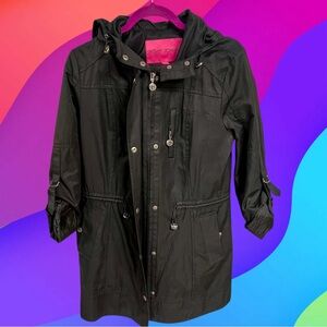 Betsey Johnson black and silver raincoat